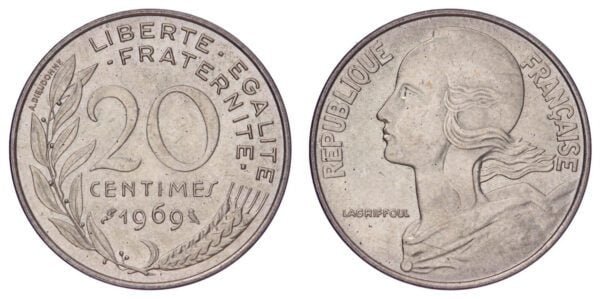 FRANCE 20 centimes 1969 UNC-