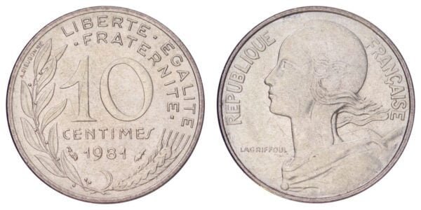 FRANCE 10 centimes 1981 XF+