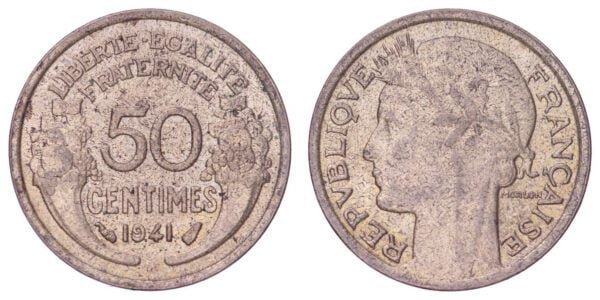 FRANCE 50 centimes 1941 XF