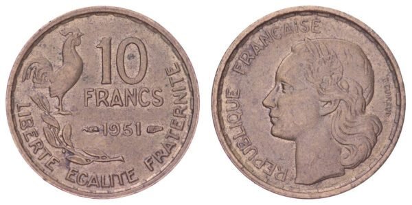 FRANCE 10 francs 1951 XF