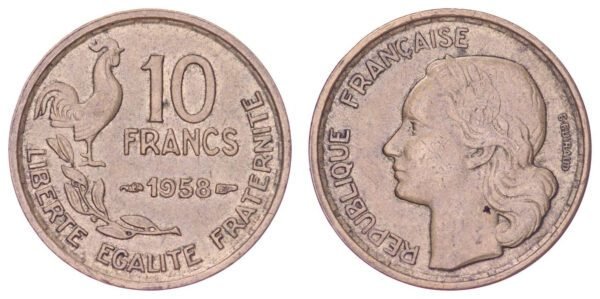 FRANCE 10 francs 1958 XF-