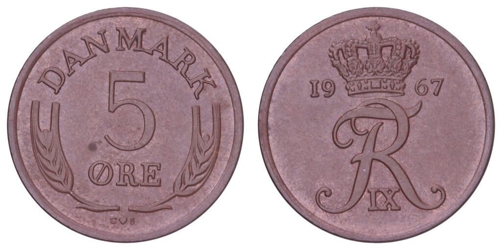 DENMARK 5 ore 1967 XF-