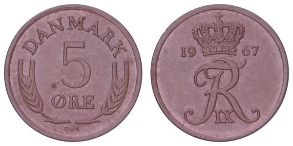 DENMARK 5 ore 1967 XF-