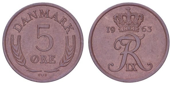 DENMARK 5 ore 1963 XF-