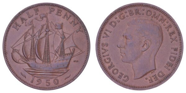 GREAT BRITAIN 1/2 penny 1950 XF-