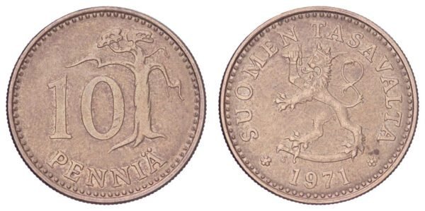 FINLAND 10 pennia 1971 VF+