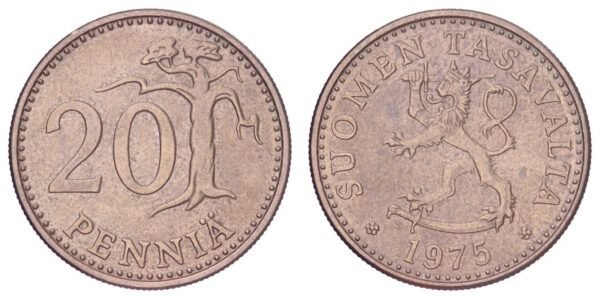 FINLAND 20 pennia 1975 VF+