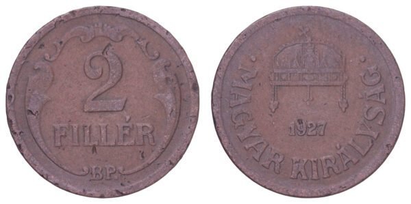 HUNGARY 2 filler 1927 VF-