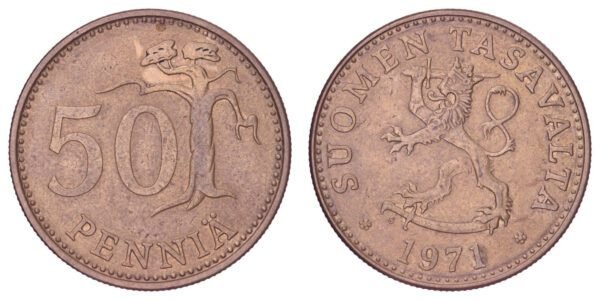 FINLAND 50 pennia 1971 VF