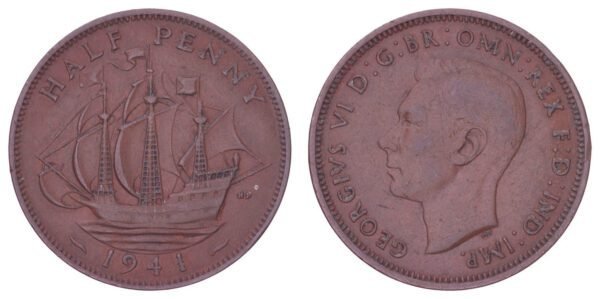 GREAT BRITAIN 1/2 penny 1941 VF