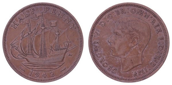 GREAT BRITAIN 1/2 penny 1942 VF