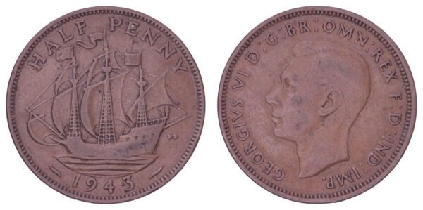 GREAT BRITAIN 1/2 penny 1943 VF