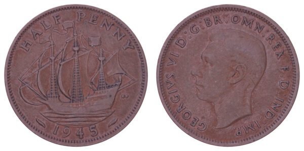 GREAT BRITAIN 1/2 penny 1945 VF