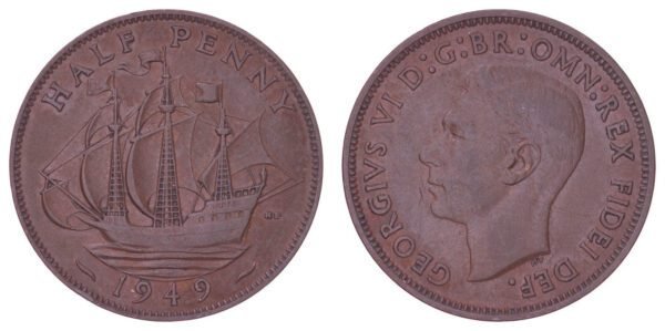 GREAT BRITAIN 1/2 penny 1949 VF