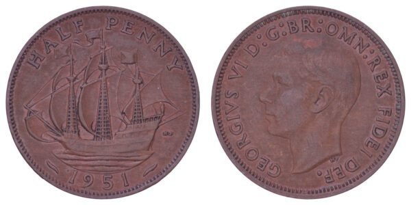 GREAT BRITAIN 1/2 penny 1951 VF