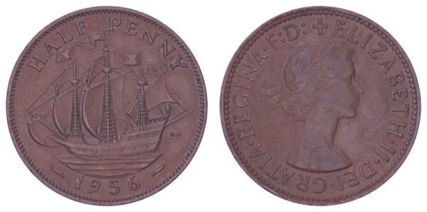 GREAT BRITAIN 1/2 penny 1956 VF