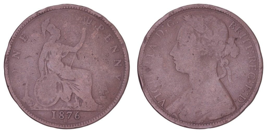 GREAT BRITAIN 1 penny 1876H F