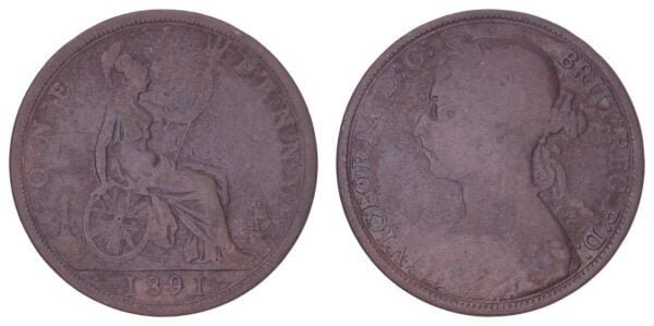 GREAT BRITAIN 1 penny 1891 F