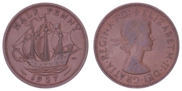 GREAT BRITAIN 1/2 penny 1957 VF+