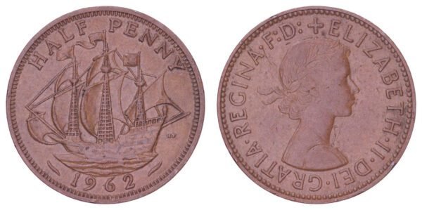 GREAT BRITAIN 1/2 penny 1962 VF+