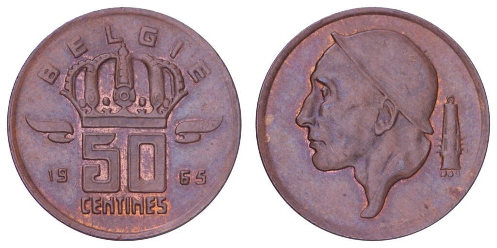BELGIUM 50 centimes 1965 / Dutch text / VF