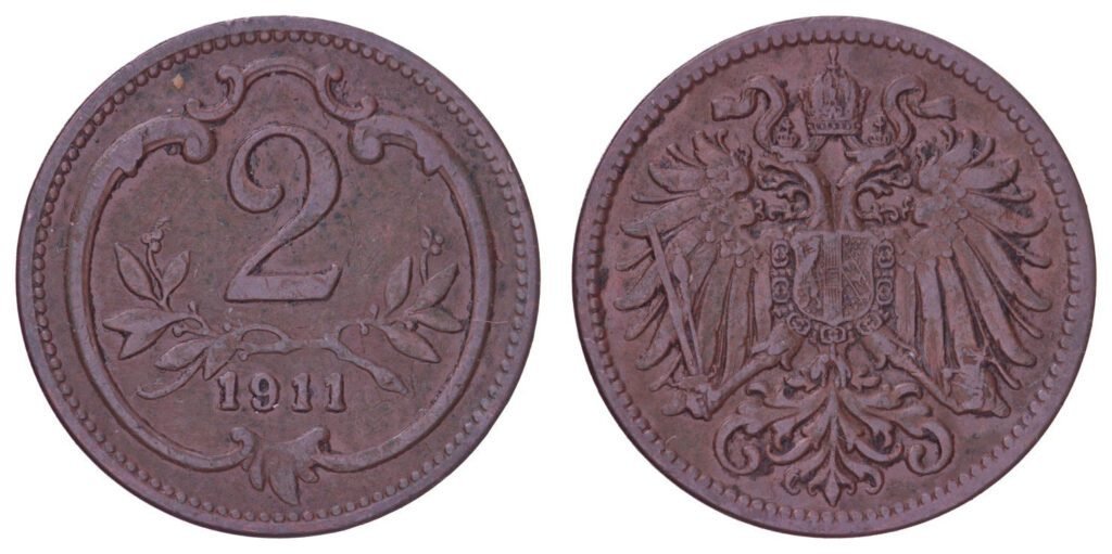 AUSTRIA 2 heller 1911 VF