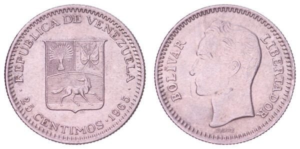 VENEZUELA 25 centimos 1965 VF+