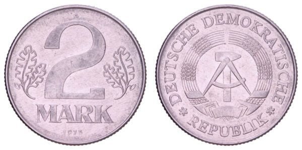 GERMANY 2 mark 1975 / East (GDR) / VF+