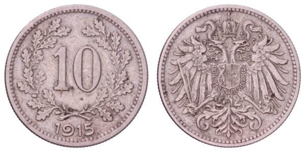 AUSTRIA 10 heller 1915 / WWI issue / VF