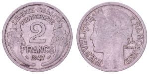 FRANCE 2 francs 1947 VF-