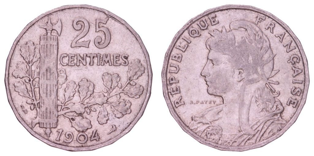 FRANCE 25 centimes 1904 VF+