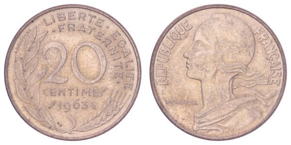 FRANCE 20 centimes 1963 UNC-