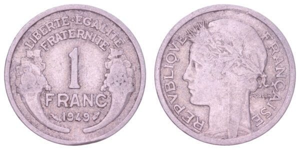 FRANCE 1 franc 1949 VF+