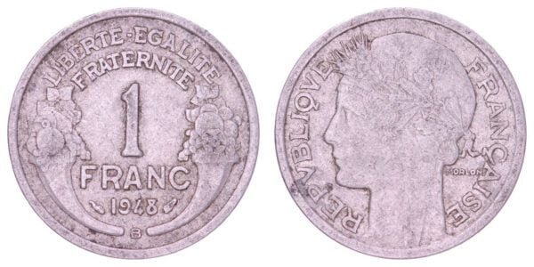 FRANCE 1 franc 1948B VF