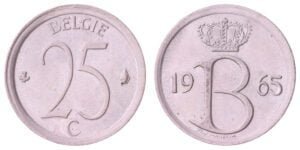 BELGIUM 25 centimes 1965 / Dutch text / XF