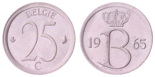 BELGIUM 25 centimes 1965 / Dutch text / XF