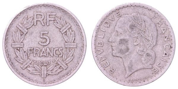 FRANCE 5 francs 1947 VF