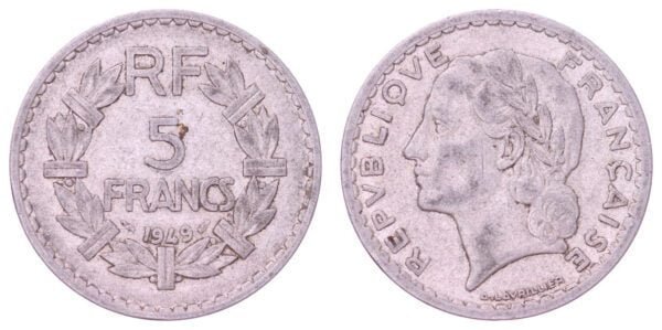 FRANCE 5 francs 1949 VF
