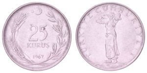 TURKEY 25 kurus 1967 VF