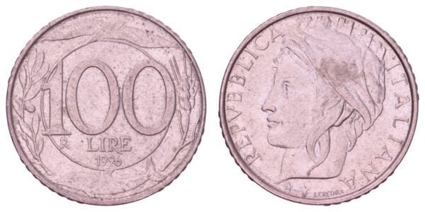 ITALY 100 lire 1996 VF