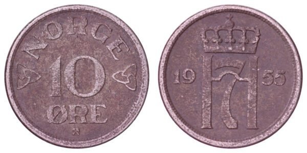 NORWAY 10 ore 1955 VF-