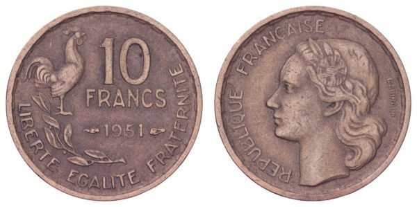 FRANCE 10 francs 1951 VF