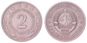 YUGOSLAVIA 2 dinara 1975 / Key Date / VF