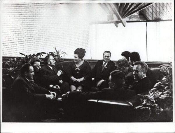 YUGOSLAVIA Josip Broz Tito and Jovanka Broz with group of people / press photo / 180 x 240 mm / vintage photo