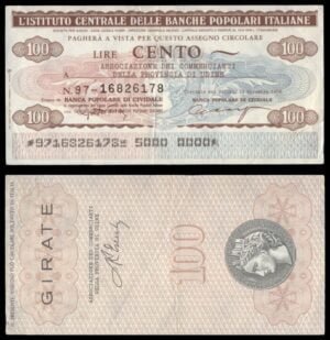 ITALY 100 lire 1976 / L'Istituto Centrale delle Banche Popolari Italiane / voucher / XF