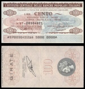 ITALY 100 lire 1976 / L'Istituto Centrale delle Banche Popolari Italiane / voucher / XF