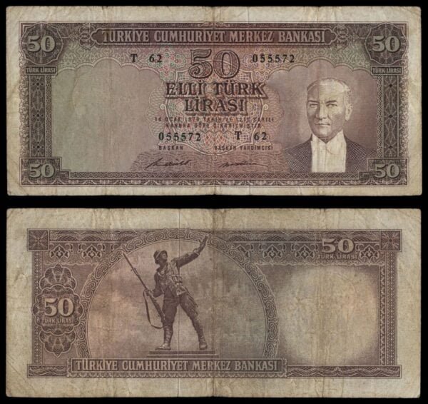 TURKEY 50 lire L.1970 VF