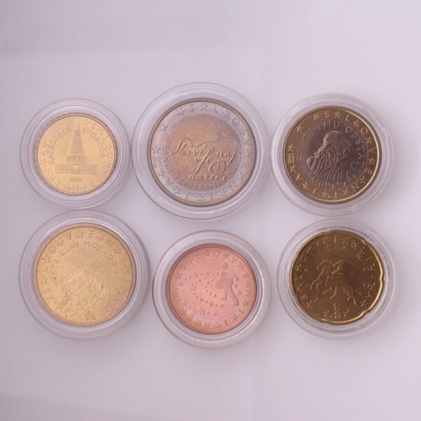 SLOVENIA 2007 euro coins lot (5, 10, 20, 50 euro cents; 1, 2 euros) UNC