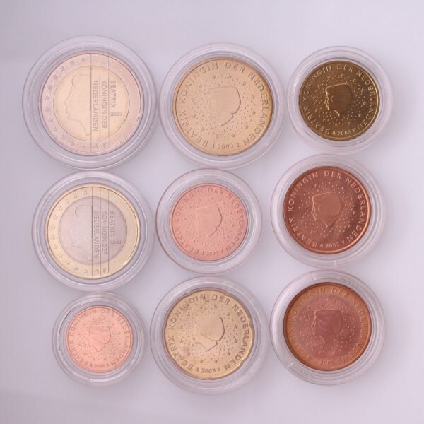 NETHERLANDS 2003 and 2005 euro coins lot (1, 2, 5, 10, 20, 50 euro cents; 1, 2 euros) UNC