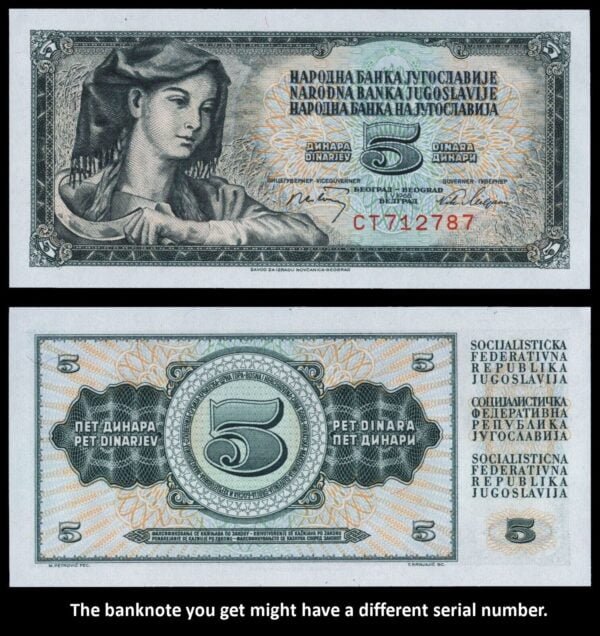 YUGOSLAVIA 5 dinara 1968 UNC